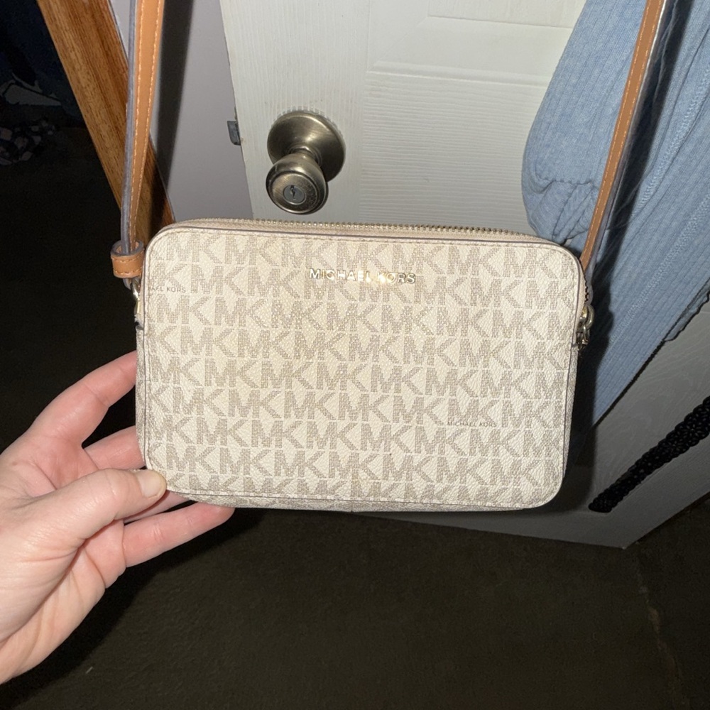Michael Kors Light Beige Logo Crossbody